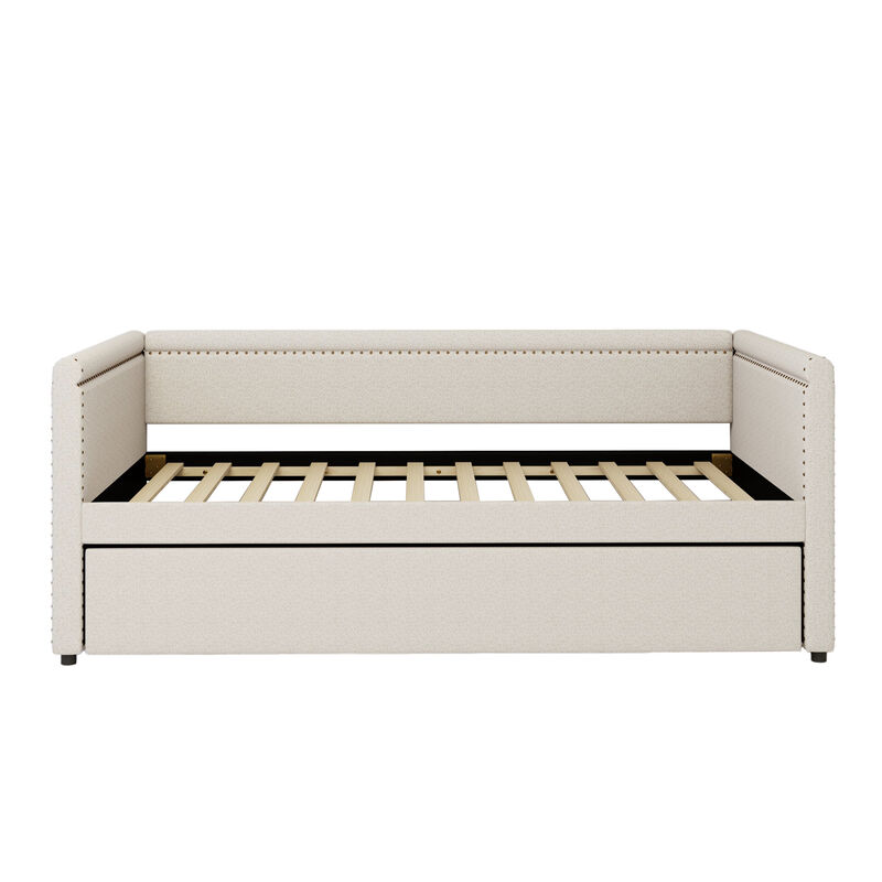 Merax Modern Style Linen Upholstered Daybed with Trundle