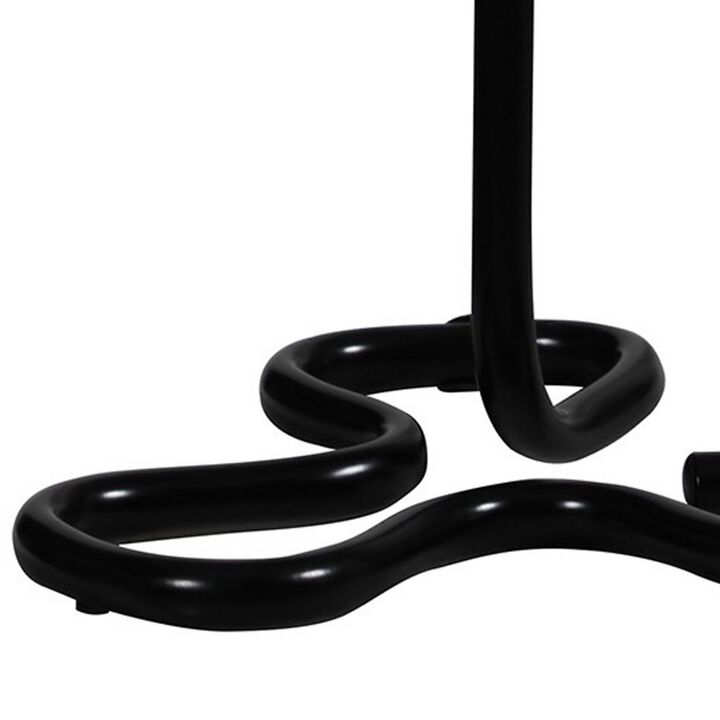 Plastic Shade Metal Table Lamp with Open Clover Base, Black-Benzara