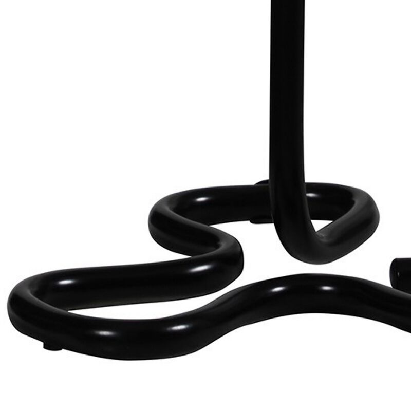 Plastic Shade Metal Table Lamp with Open Clover Base, Black-Benzara