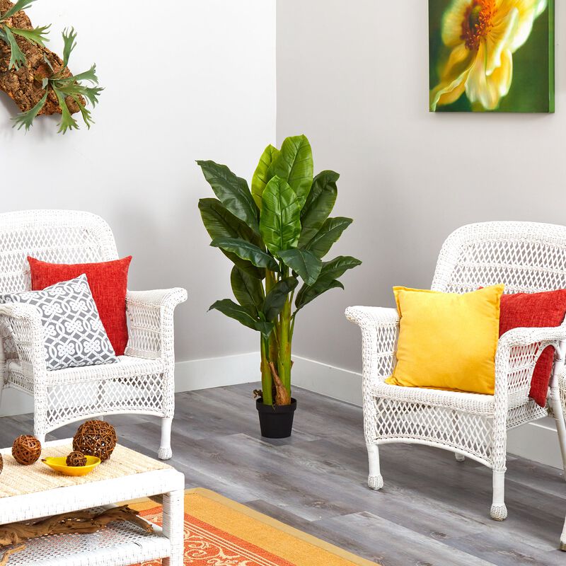 Hivvago 4 Feet Triple Stalk Banana Tree (Real Touch)
