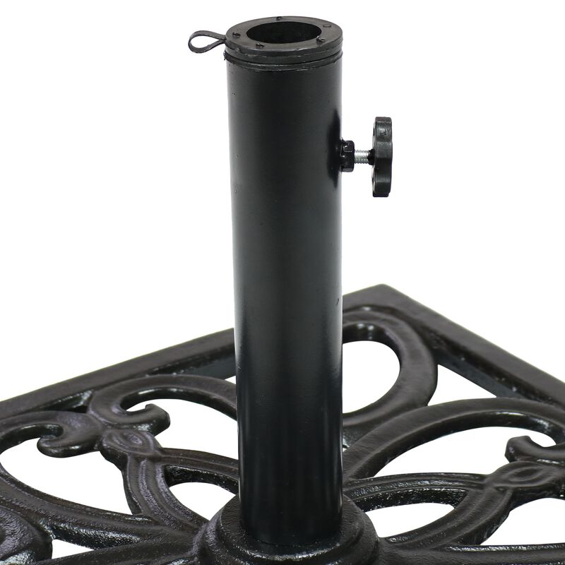 Sunnydaze 22 in Geometric Cast Iron Square Patio Umbrella Base - Black