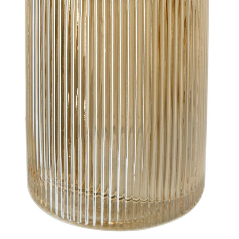 Rae Set of 2 Glass Vases, Tall Round Cylinders, Amber Yellow, Clear Finish-Benzara