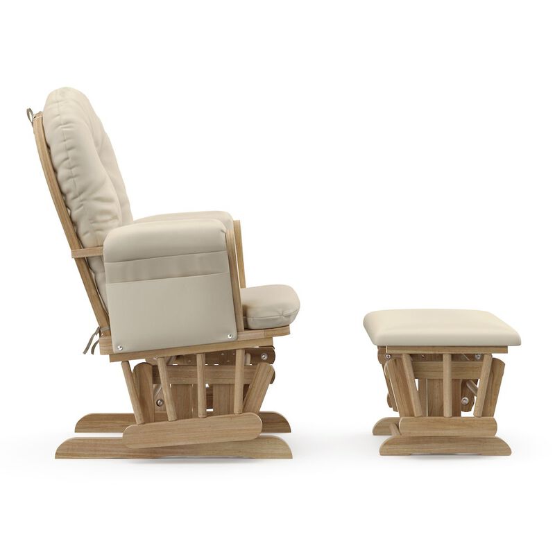 Storkcraft Hoop Glider and Ottoman - Natural with Beige