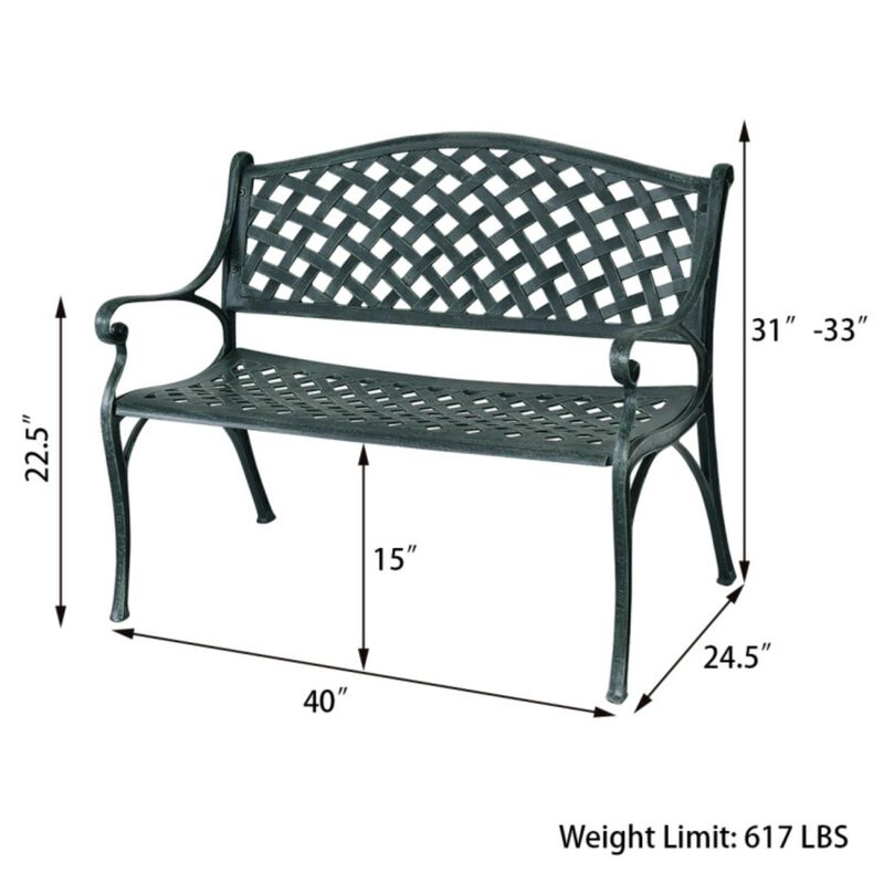 Hivvago 40 Inch Outdoor Aluminum Antique Garden Patio Bench