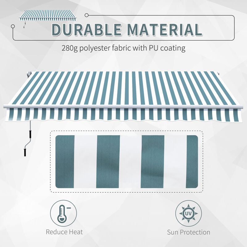 Green and White Shade: 12'x10' Adjustable Manual Retractable Awning