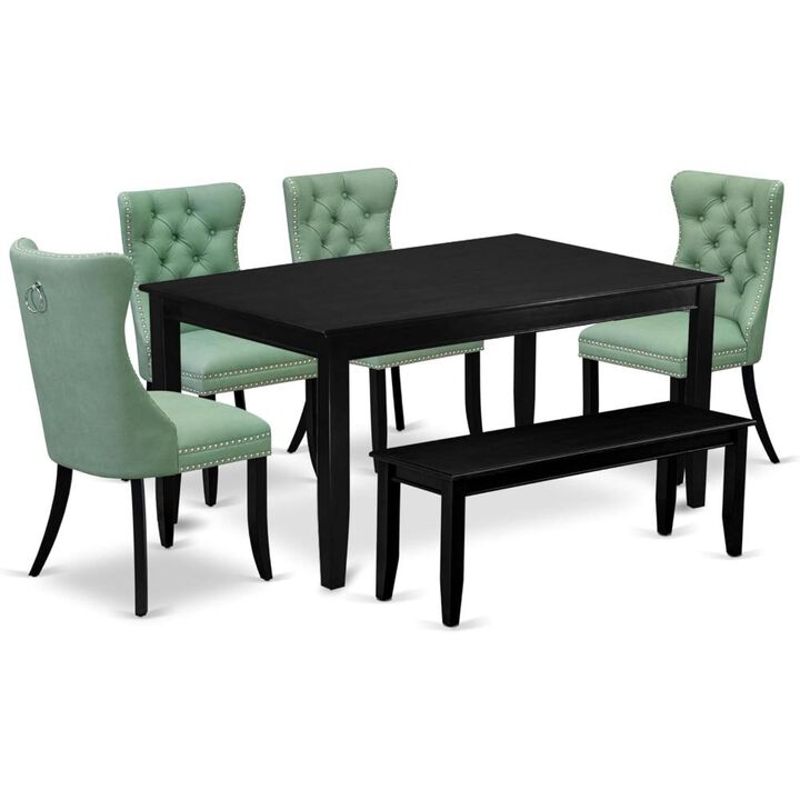6 Piece Dining Room Set Consists of a Rectangle Solid Wood Table