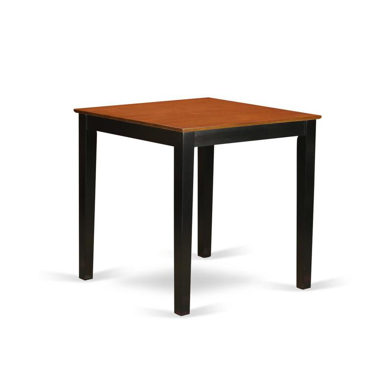 East West Furniture 36-Square  Counter  Height  Pub  Set  table  in  Black  and  Cherry  Finish