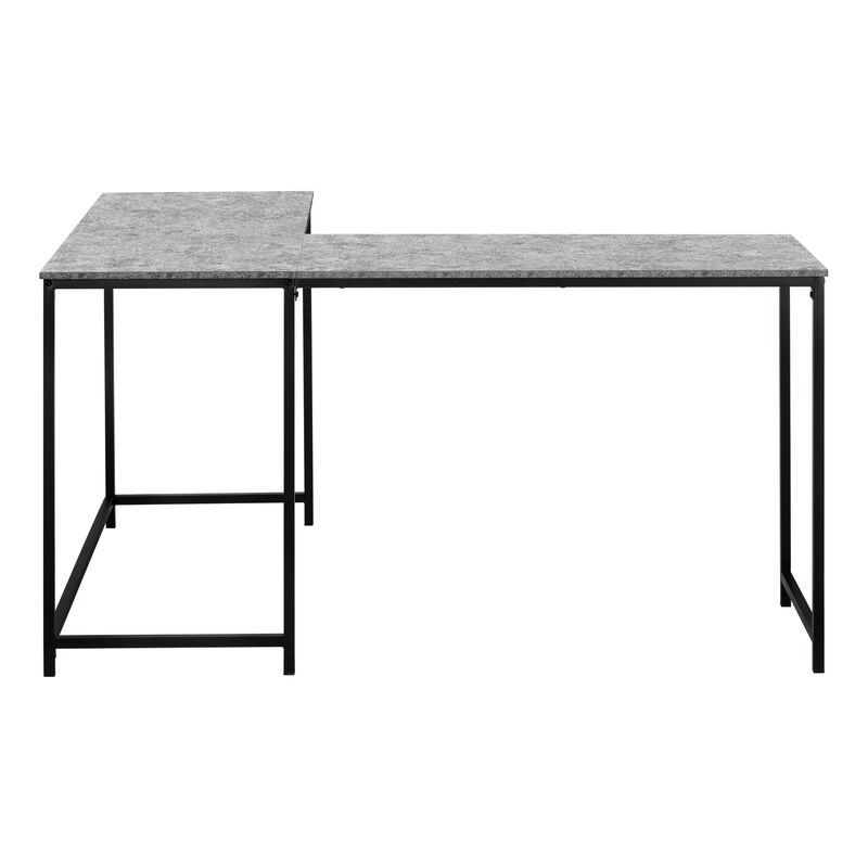 Monarch Specialties I 7392 Computer Desk, Home Office, Corner, 58"L, L Shape, Work, Laptop, Metal, Laminate, Grey, Black, Contemporary, Modern