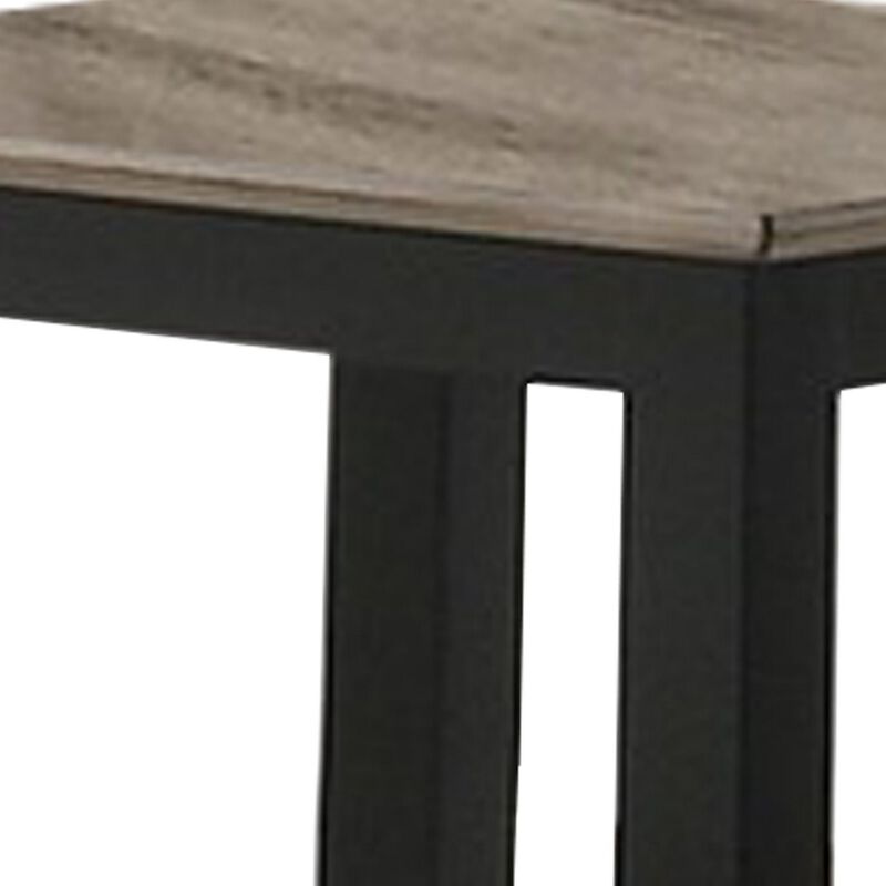 Wooden End Table with One Open Shelf, Black and Gray-Benzara