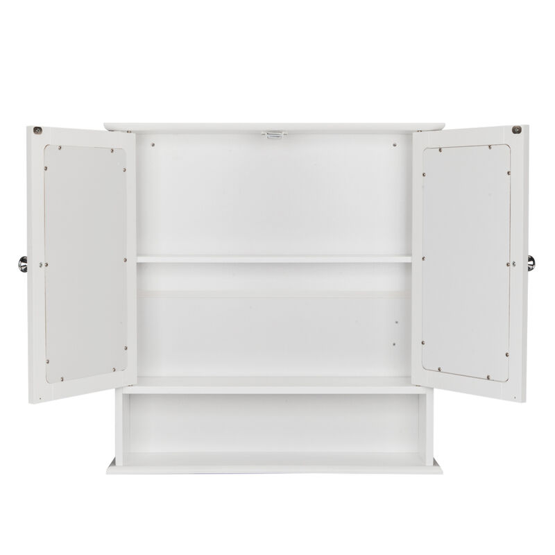 Double Door Mirror Bathroom Storage Cabinet, Wall-Mounted Organizer for Home