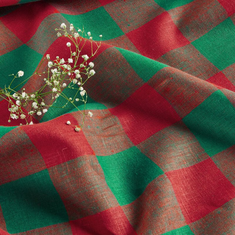 Solino Home 100% Pure Linen Table Throw 52 x 52 Inch | Buffalo Check