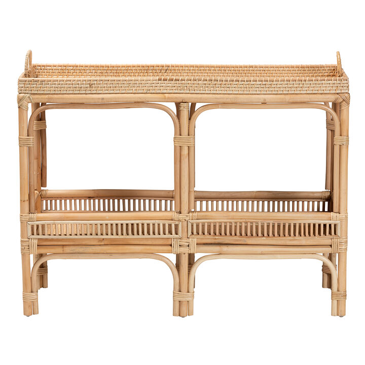Bali & Pari Lombok Modern Bohemian Natural Brown Rattan Console Table