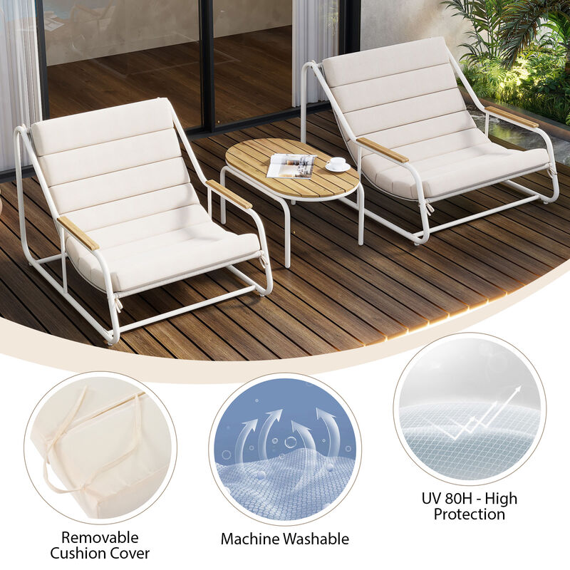 Merax Outdoor Chaise Lounge Chairs ans 1 Side Table