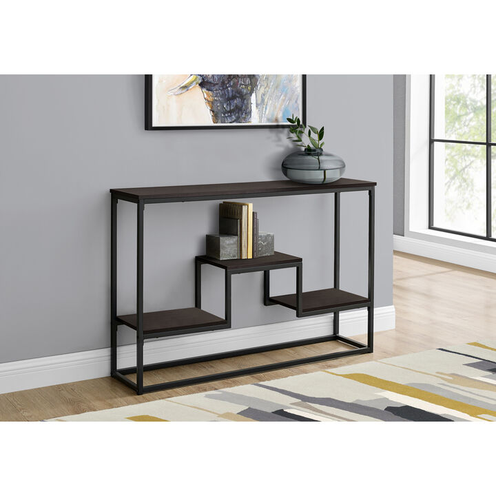 Monarch Specialties I 3582 Accent Table, Console, Entryway, Narrow, Sofa, Living Room, Bedroom, Metal, Laminate, Brown, Black, Contemporary, Modern