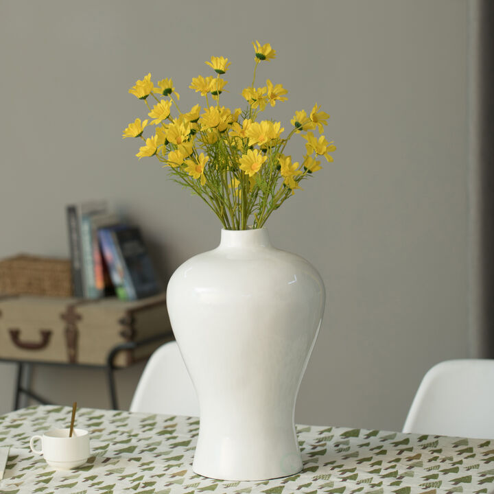 "Modern White Large Tabletop Centerpiece Flower Vase ,17.75"""