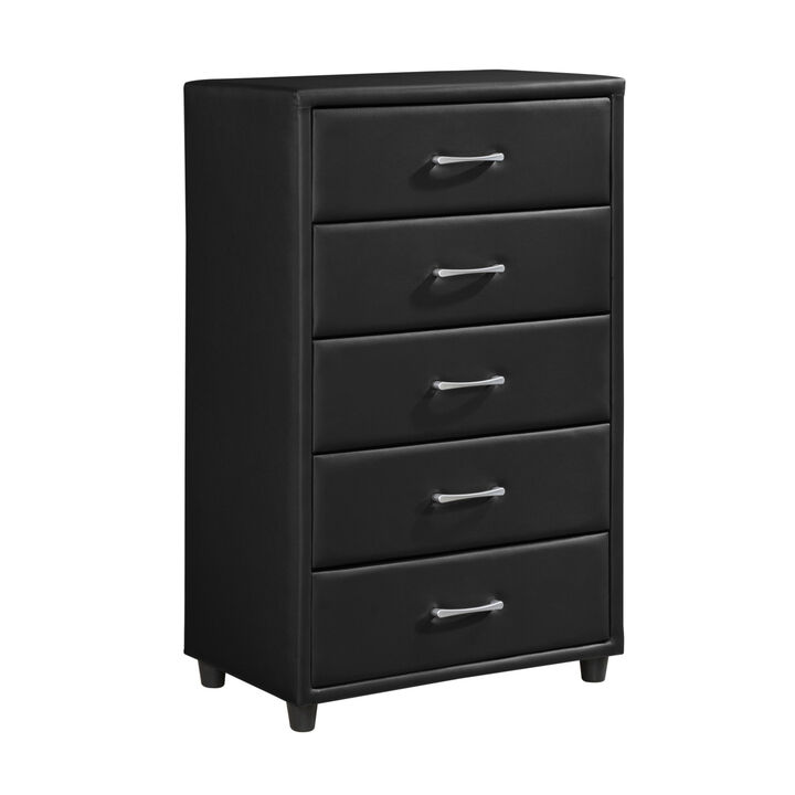 Modern Black Faux Leather Chest of Drawers