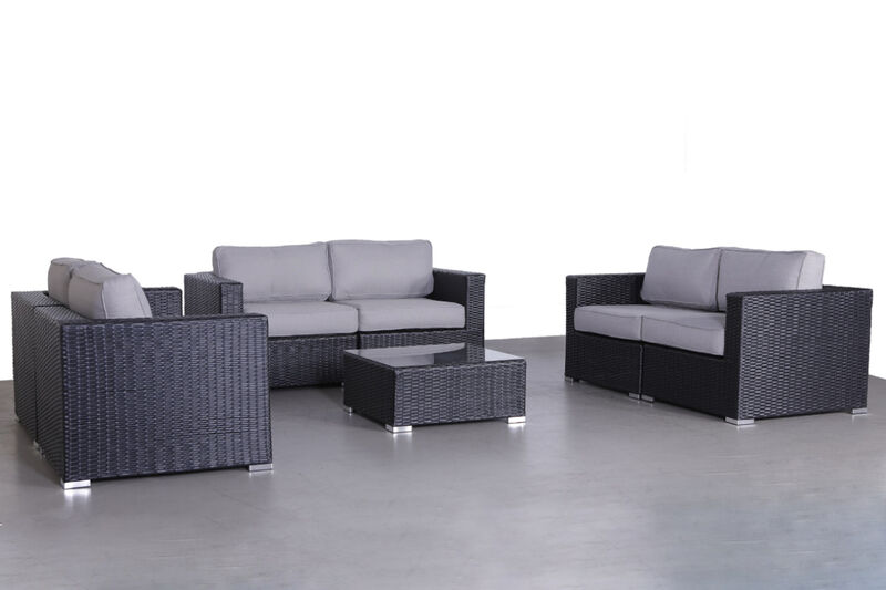 Living Source International Wicker Fully Assembled 6 - Person Seating Group with Cushions (Black)