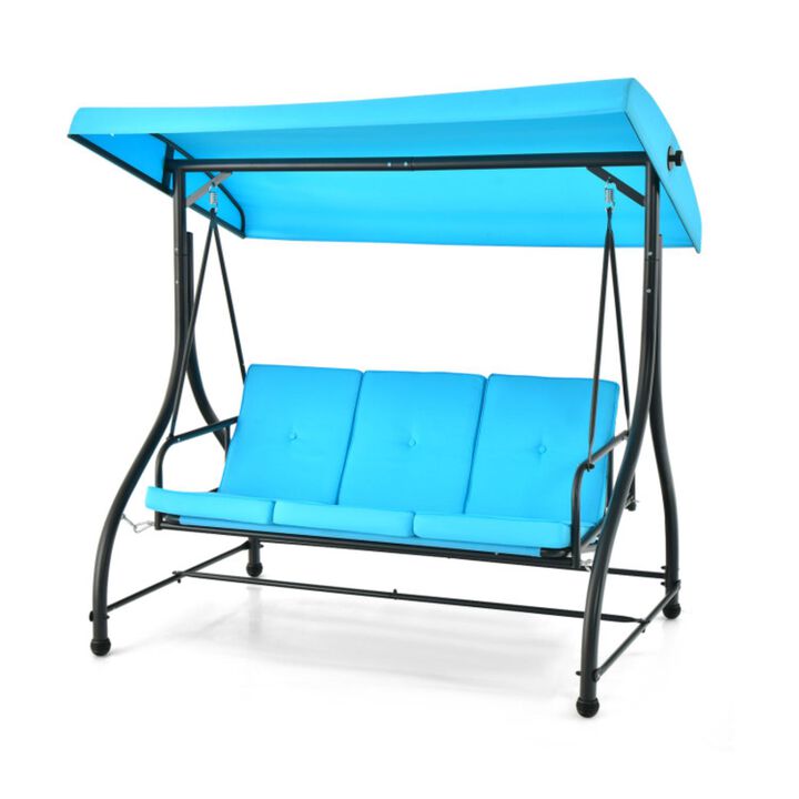 Hivvago 3 Seat Outdoor Porch Swing with Adjustable Canopy
