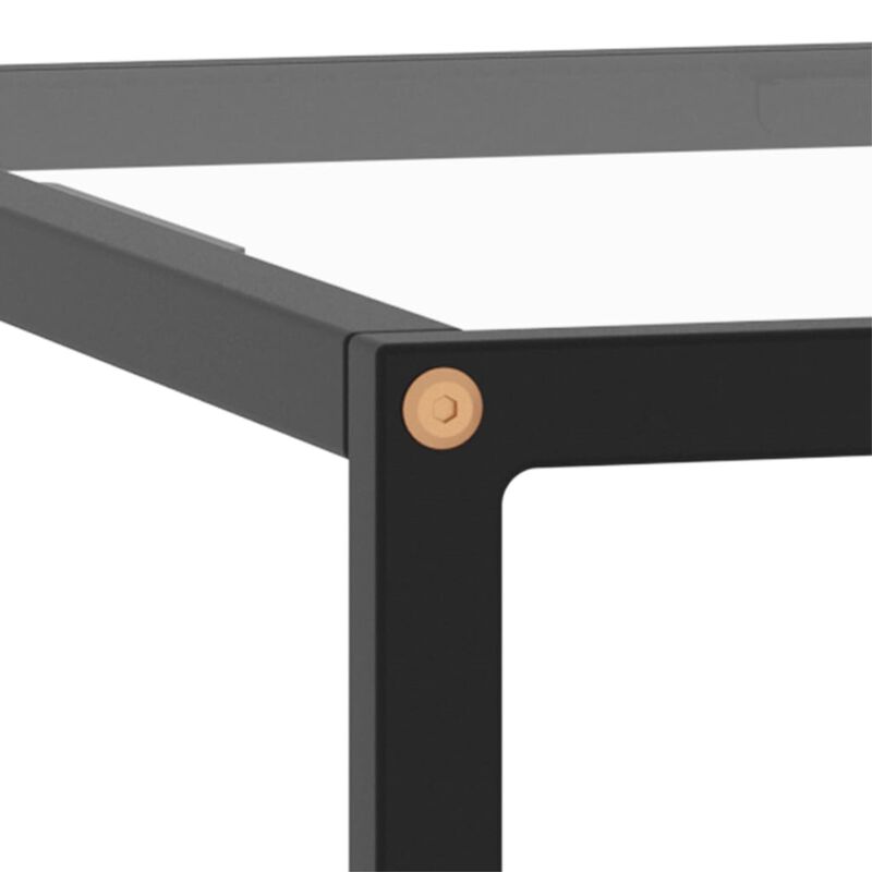 vidaXL Modern Coffee Table with Tempered Glass & Powder-Coated Steel, Compact Design for Efficient Space Usage, 23.6"x23.6"x13.8", Black