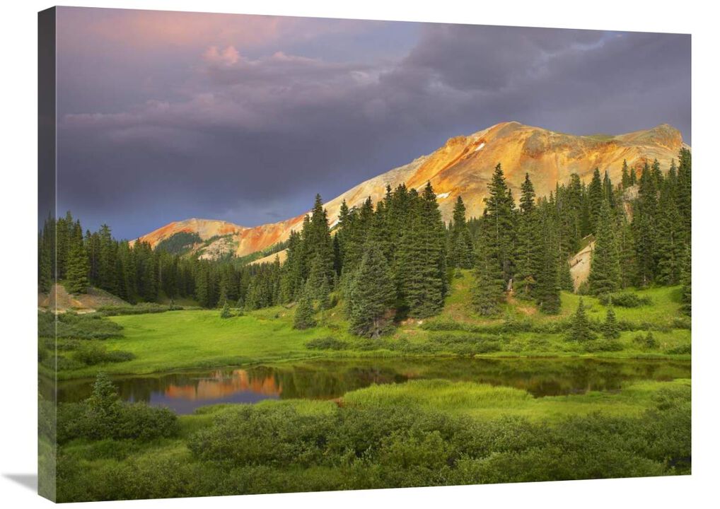 Red Mountain and pond, near Ouray, Colorado-Canvas Art-32x24