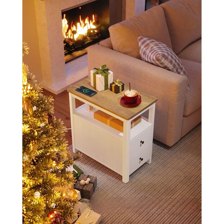 Side Table with Built-in Charging Station for Modern Convenience and Organization