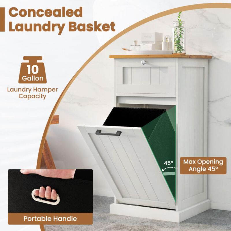 Hivvago Freestanding Tilt Out Laundry Cabinet with Basket-White