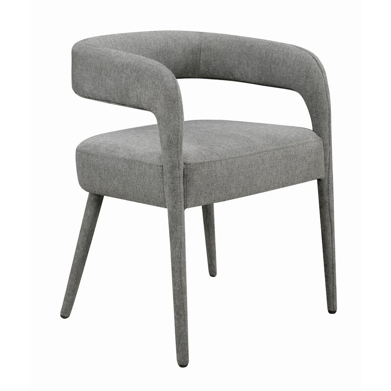 2-Piece Set: Galway Arm Chairs in Dark Gray Linen Fabric on Metal Frame