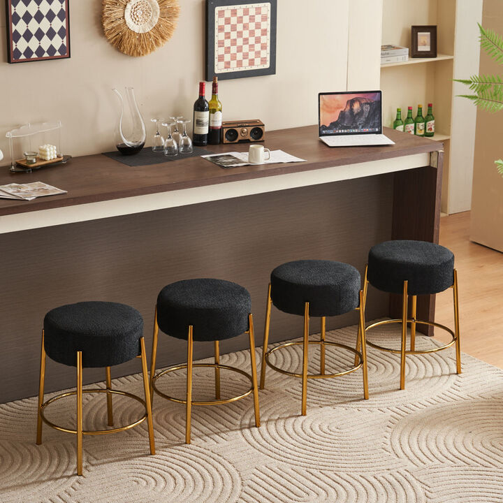 24" Contemporary Upholstered Bar Stools, Set of 2