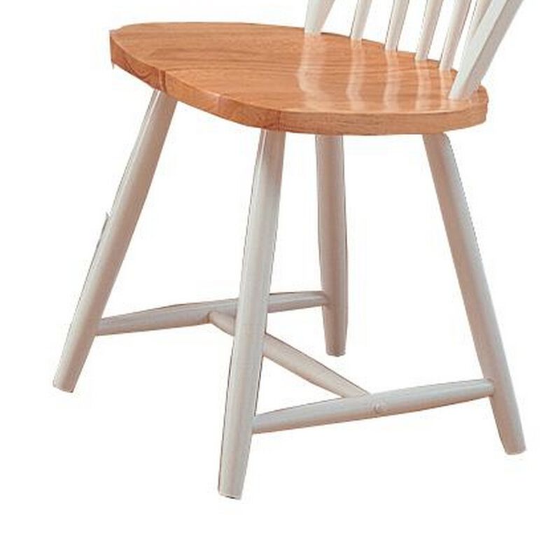 Handsomely Designed Dining Chair, White and Brown Set of 4-Benzara