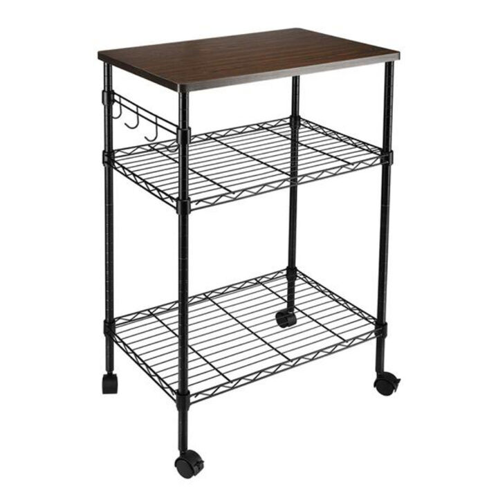 3-Tier Kitchen Utility Cart with Wheels, Mobile Storage Organizer