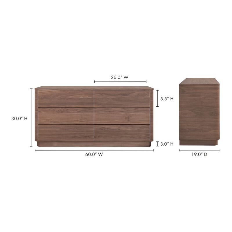 Moe’s Round Off Dresser Walnut Brown