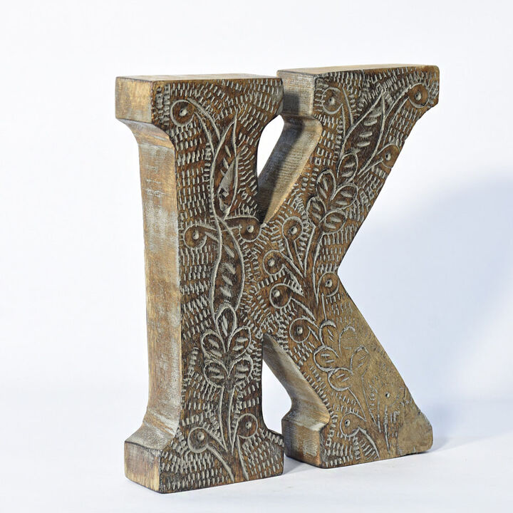 Vintage Gray Handmade Eco-Friendly "K" Alphabet Letter Block For Wall Mount & Table Top D�cor