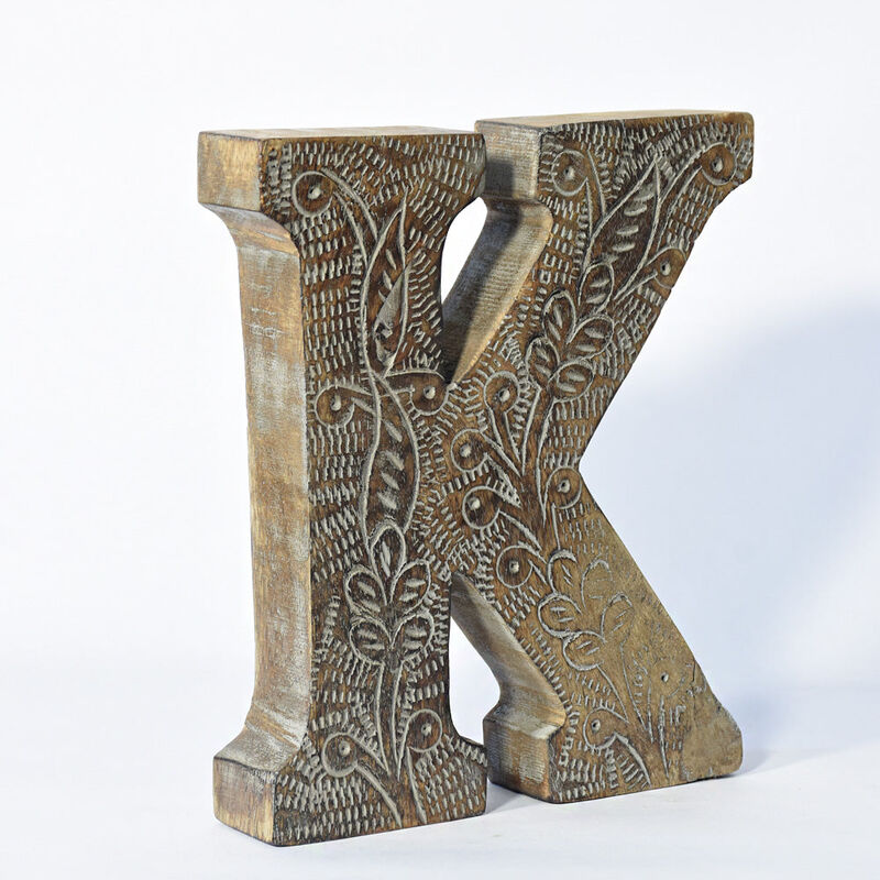 Vintage Gray Handmade Eco-Friendly "K" Alphabet Letter Block For Wall Mount & Table Top D�cor