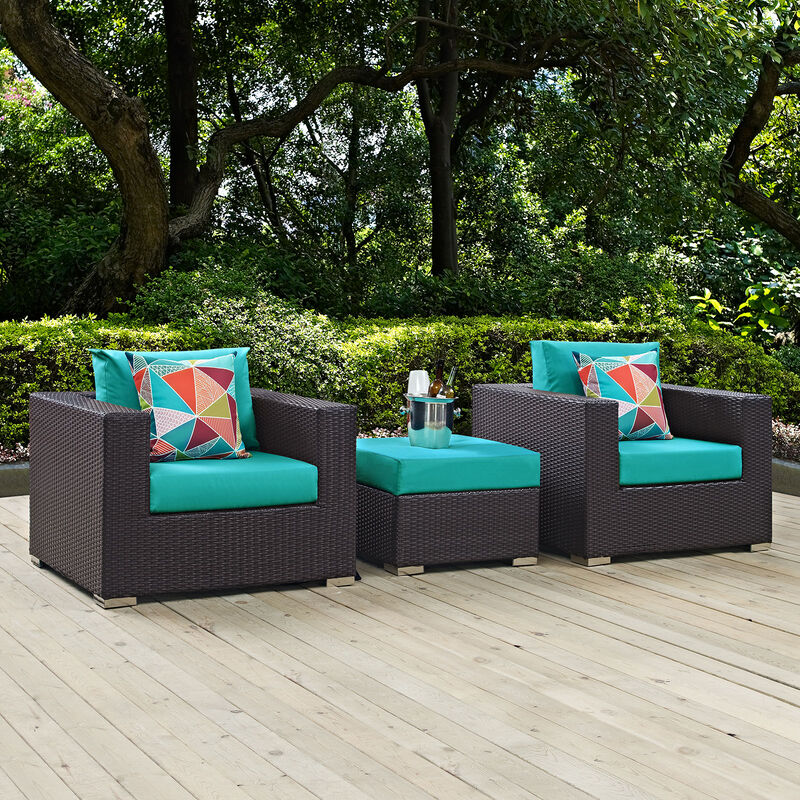 Modway - Convene 3 Piece Outdoor Patio Sofa Set
