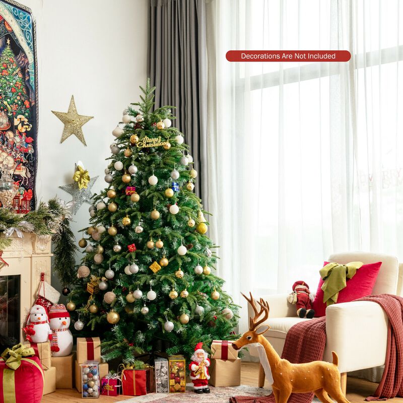 Pre-Lit Snowy Christmas Hinged Tree with Flash Modes and Multi-Color Lights