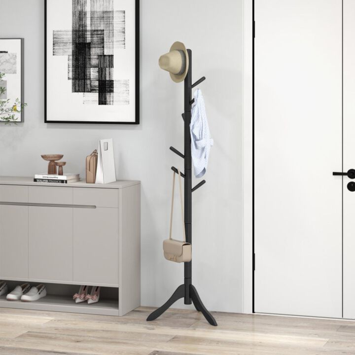 Hivvago Adjustable Wooden Tree Coat Rack with 8 Hooks
