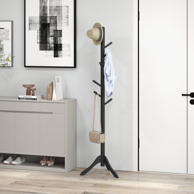 Hivvago Adjustable Wooden Tree Coat Rack with 8 Hooks