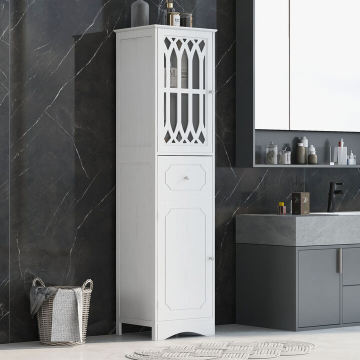 Merax  Freestanding Linen Cabinet Bathroom Storage Cabinet