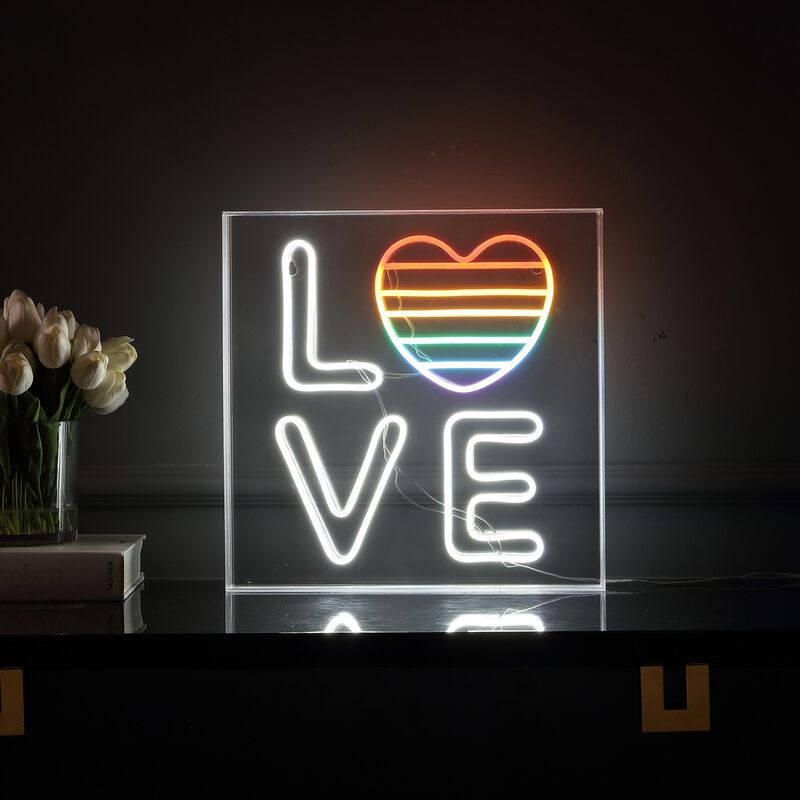 LOVE 15" Square Contemporary Glam Acrylic Box USB Operated LED Neon Light