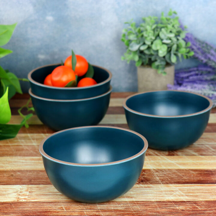 Gibson Home Rockabye 4 Piece Melamine Cereal Bowl Set in Dark Teal