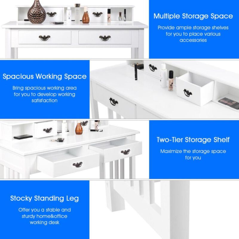 Hivvago Home Office Writing Desk with 4 Drawer Computer Study Table