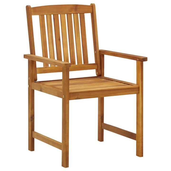 Blaire Outdoor Accent Chairs, Set of 2, Acacia Wood, Cream Cushions - Benzara