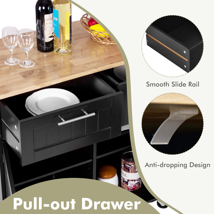 Heavy Duty Rolling Kitchen Cart with Tower Holder and Drawer