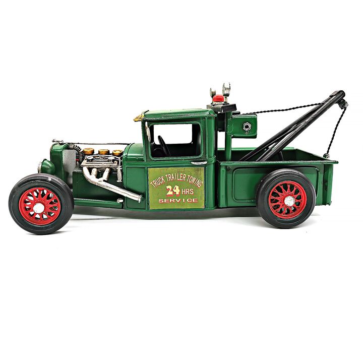 Vintage Geen Metal Towing truck