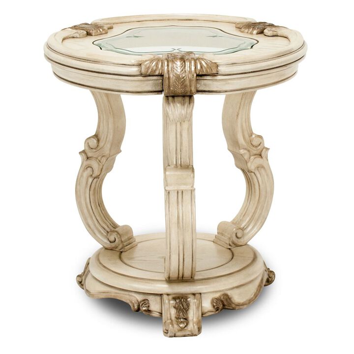 Michael Amini Platine de Royale Chair Side Table - Champagne