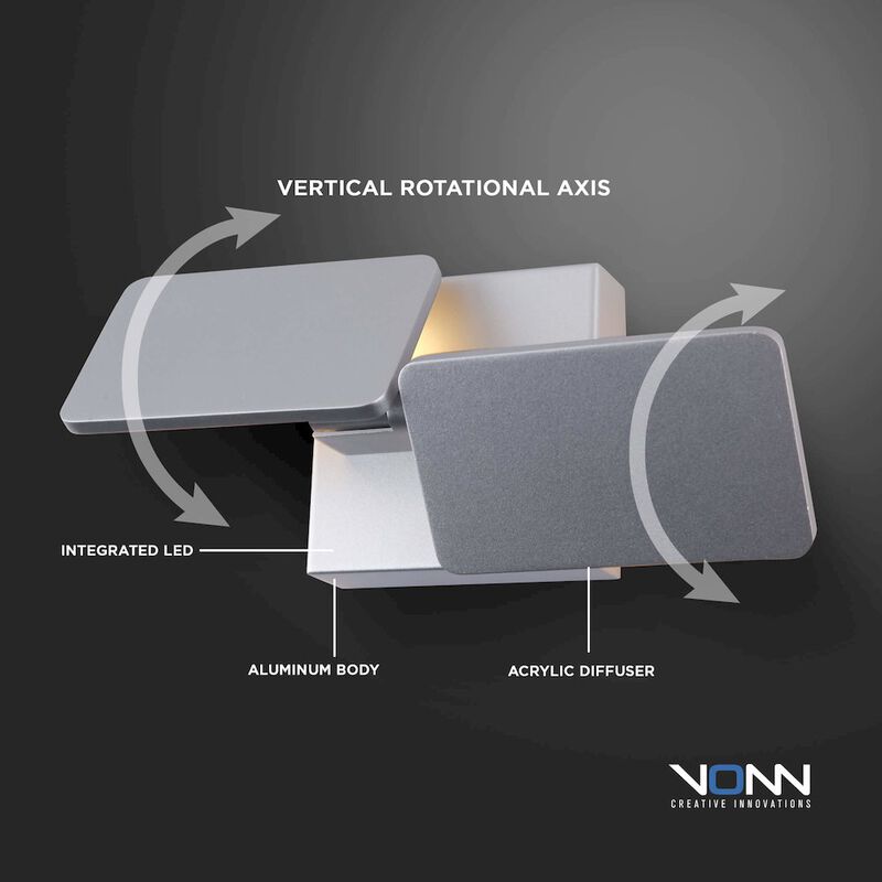 VONN Lighting Rotative Up-Down Integrated LED Wall Sconce Light in Silver