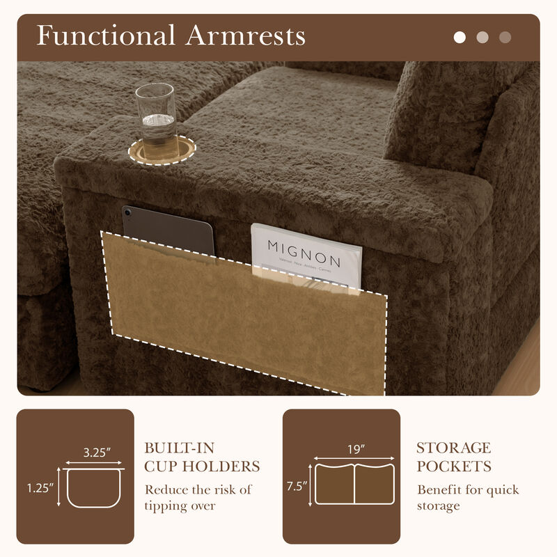 Merax Upholstered Sofa Chair with Storage Ottoman and Armrests