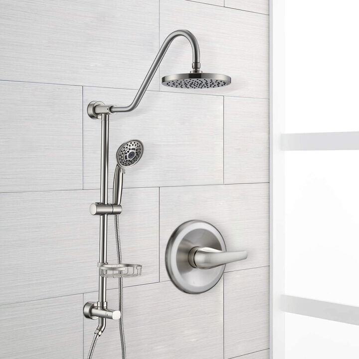 Shower Head With Handheld Shower System With 8" Rain Shower Head (Rough-In Valve Included)