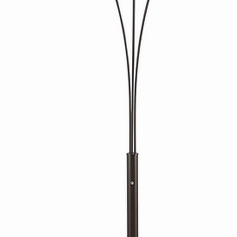 Floor Lamp with 3 Arched Arms and Fabric Shades, Bronze-Benzara
