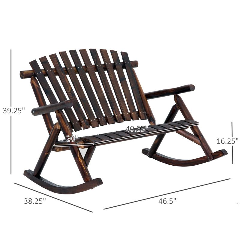 Garden Relaxer: Carbonized High-Back Wooden Rocking Chair